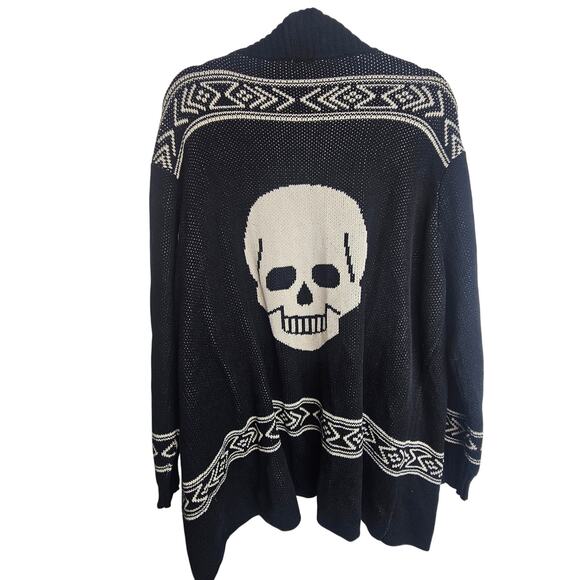 ModCloth Womens Skull Print Cardigan Sweater Open Front Size 1X Grunge Halloween - Picture 9 of 9